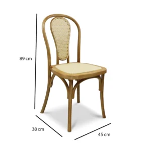 Silla Cibeles Natural de resina para comedor – medidas