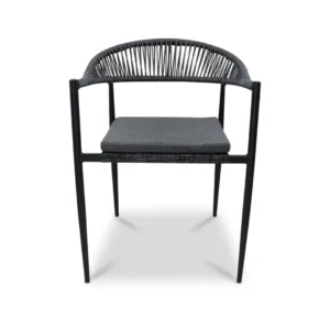 silla-cozumel-negra-frontal Silla Cozumel Negra de metal para exteriores – vista frontal