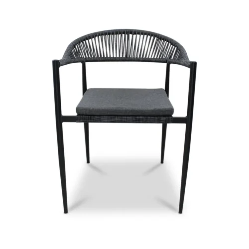 Silla Cozumel Negra de metal para exteriores – vista frontal