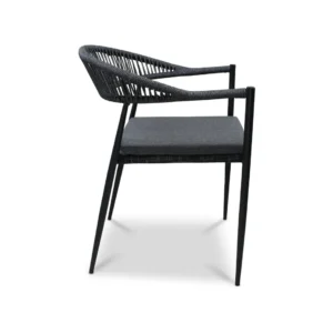 silla-cozumel-negra-lateral Silla Cozumel Negra de metal para exteriores – vista lateral