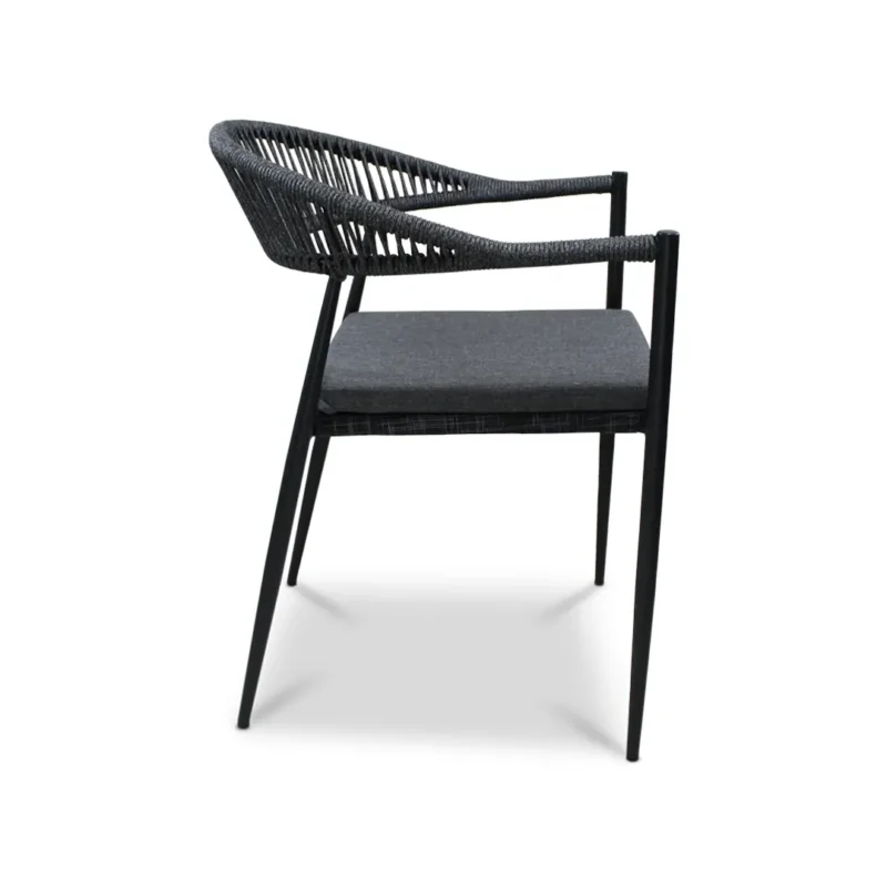 silla-cozumel-negra-lateral Silla Cozumel Negra de metal para exteriores – vista lateral