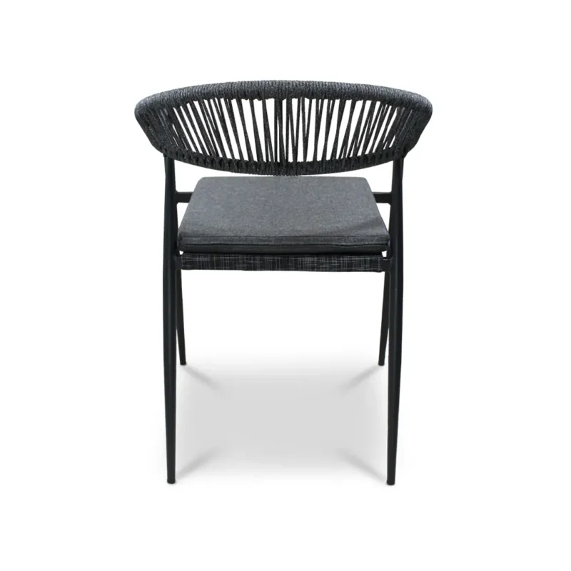 silla-cozumel-negra-trasera Silla Cozumel Negra de metal para exteriores – vista trasera