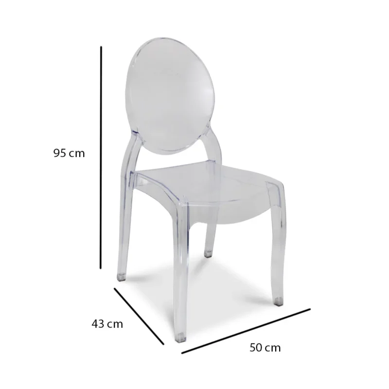 Silla Ghost transparente de plástico - medidas