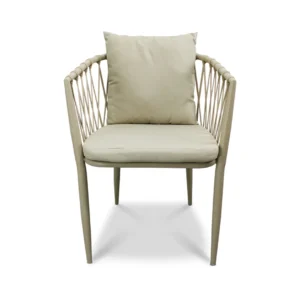 Silla Holbox Marfil de metal para exteriores – vista frontal