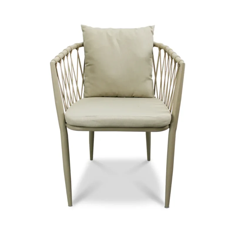 Silla Holbox Marfil de metal para exteriores – vista frontal