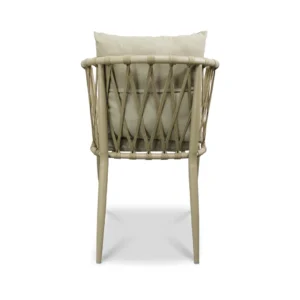 Silla Holbox Marfil de metal para exteriores – vista trasera