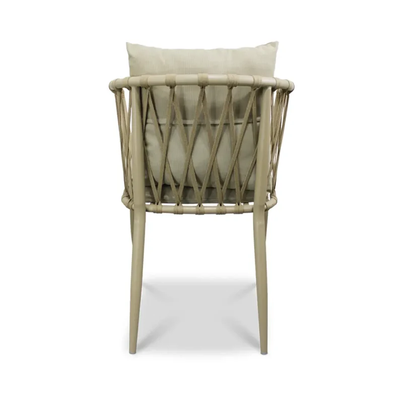 Silla Holbox Marfil de metal para exteriores – vista trasera