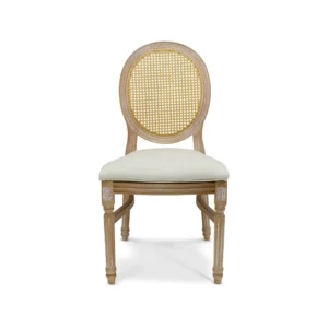 silla-luis-xv-bejuco-frontal Silla Luis XV de resina y bejuco sintético para comedor – vista frontal