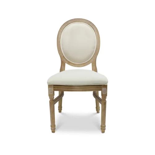 Silla Luis XV de resina con tapizado para comedor – vista frontal