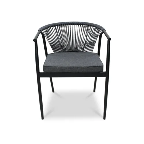 silla-melodi-negra-frontal Silla Melodi Negra de metal para exteriores – vista frontal
