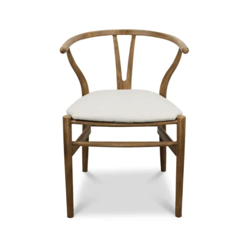 Silla Wishbone Marrón de resina para comedor – vista frontal