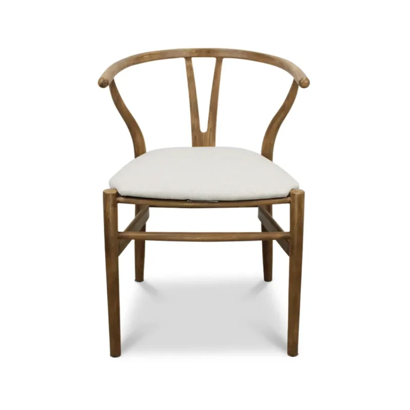 silla-wishbone-marron-tapizada-frontal Silla Wishbone Marrón de resina para comedor – vista frontal