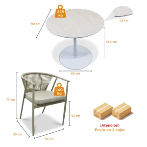 comedor-redondo-4-sillas-melodi-mesa-travertino-medidas Medidas de la silla y mesa comedor redondo travertino