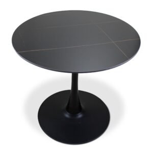 mesa-comedor-redonda-80cm-tulip-negra Mesa de Comedor Redonda 80 cm Negra Diseño Tulip en Piedra Sinterizada Premium